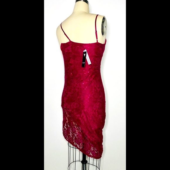 NWT GUESS Sequin & Lace Asymmetrical Dress - Picture 6 of 10